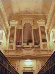 Photo of organ in sanctuary.